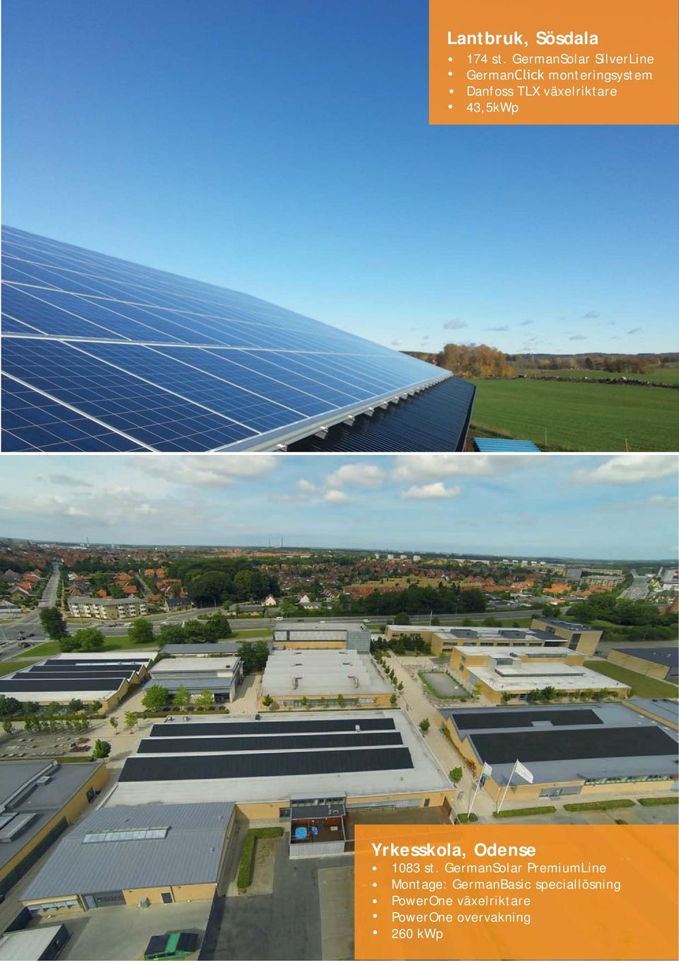 växelriktare 43,5kWp Yrkesskola, Odense 1083 st.