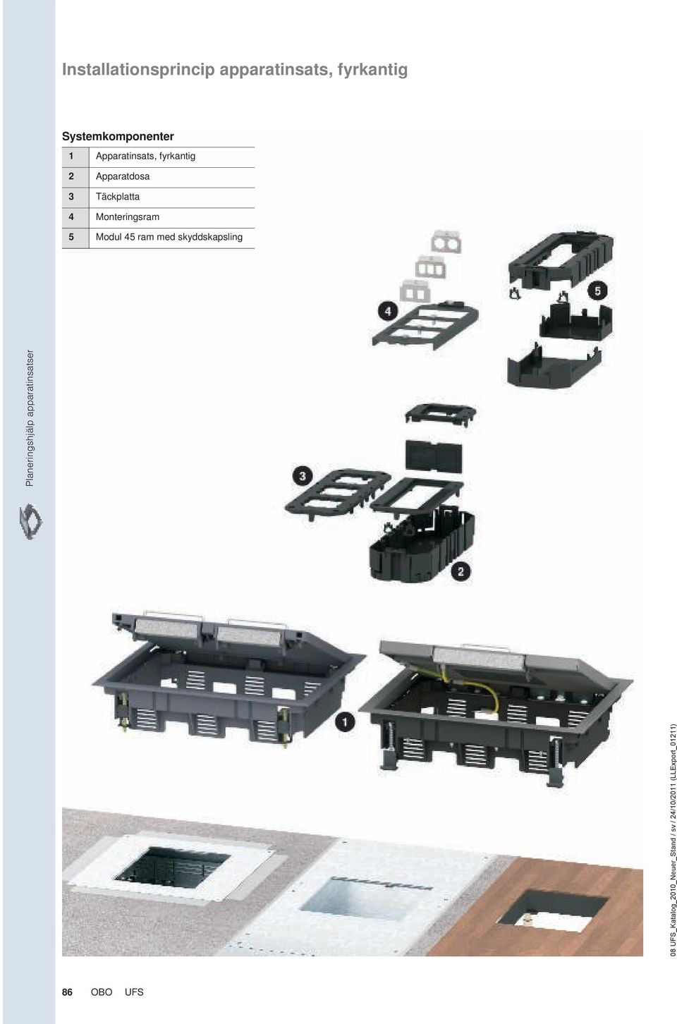 Apparatdosa Täckplatta Monteringsram Modul 45 ram