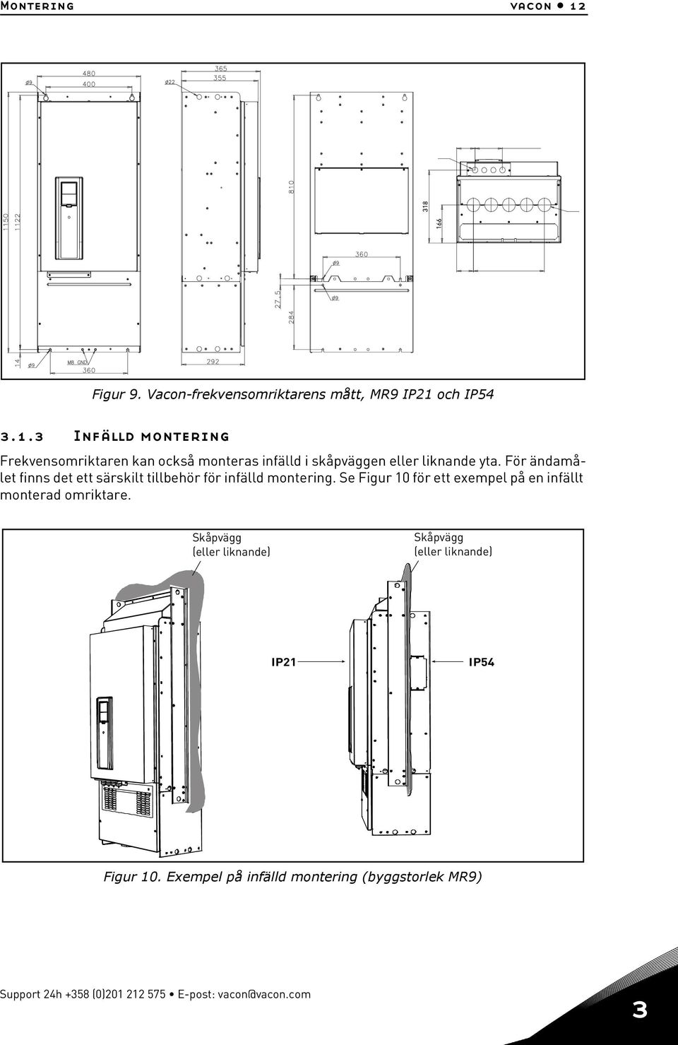 Skåpvägg Cabinet wall (eller (or similar) liknande) Skåpvägg Cabinet wall (eller (or similar) liknande) IP21 IP54 Figur 10.