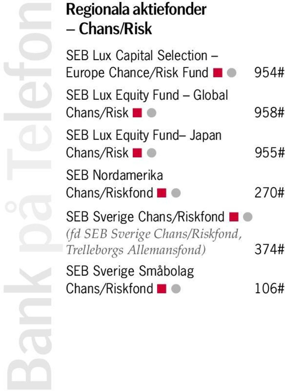 Nordamerika Chans/Riskfond 270# SEB Sverige Chans/Riskfond (fd SEB Sverige