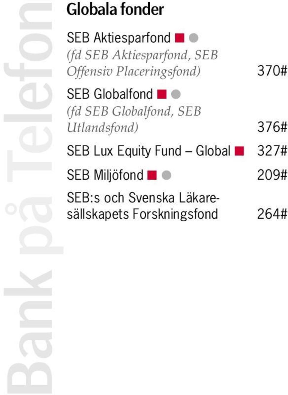 Globalfond, SEB Utlandsfond) 376# Global 327# SEB