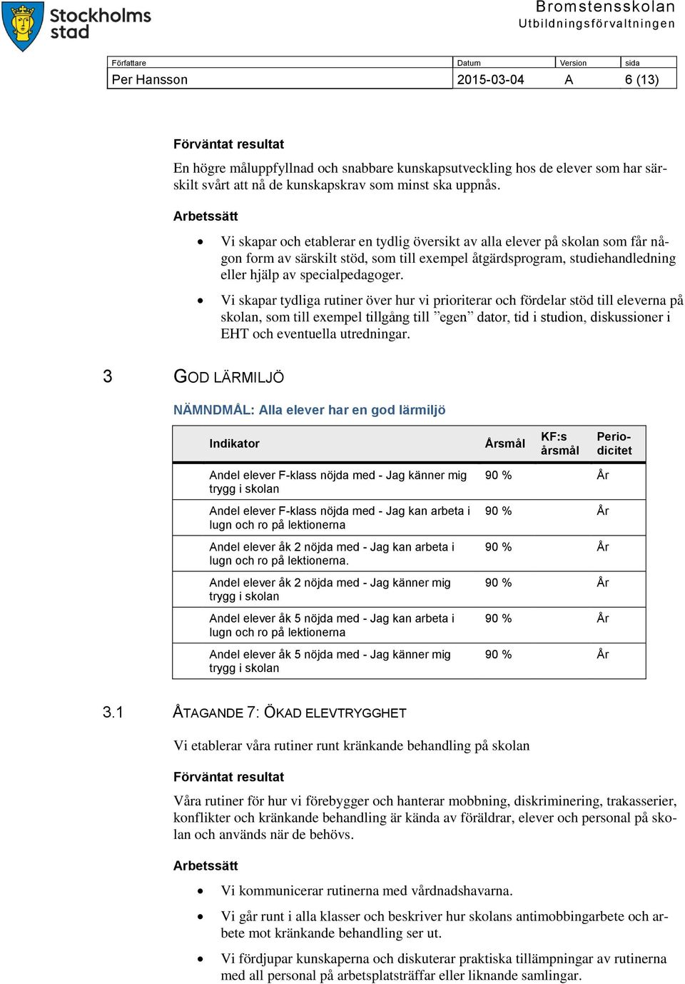 Vi skapar tydliga rutiner över hur vi prioriterar och fördelar stöd till eleverna på skolan, som till exempel tillgång till egen dator, tid i studion, diskussioner i EHT och eventuella utredningar.