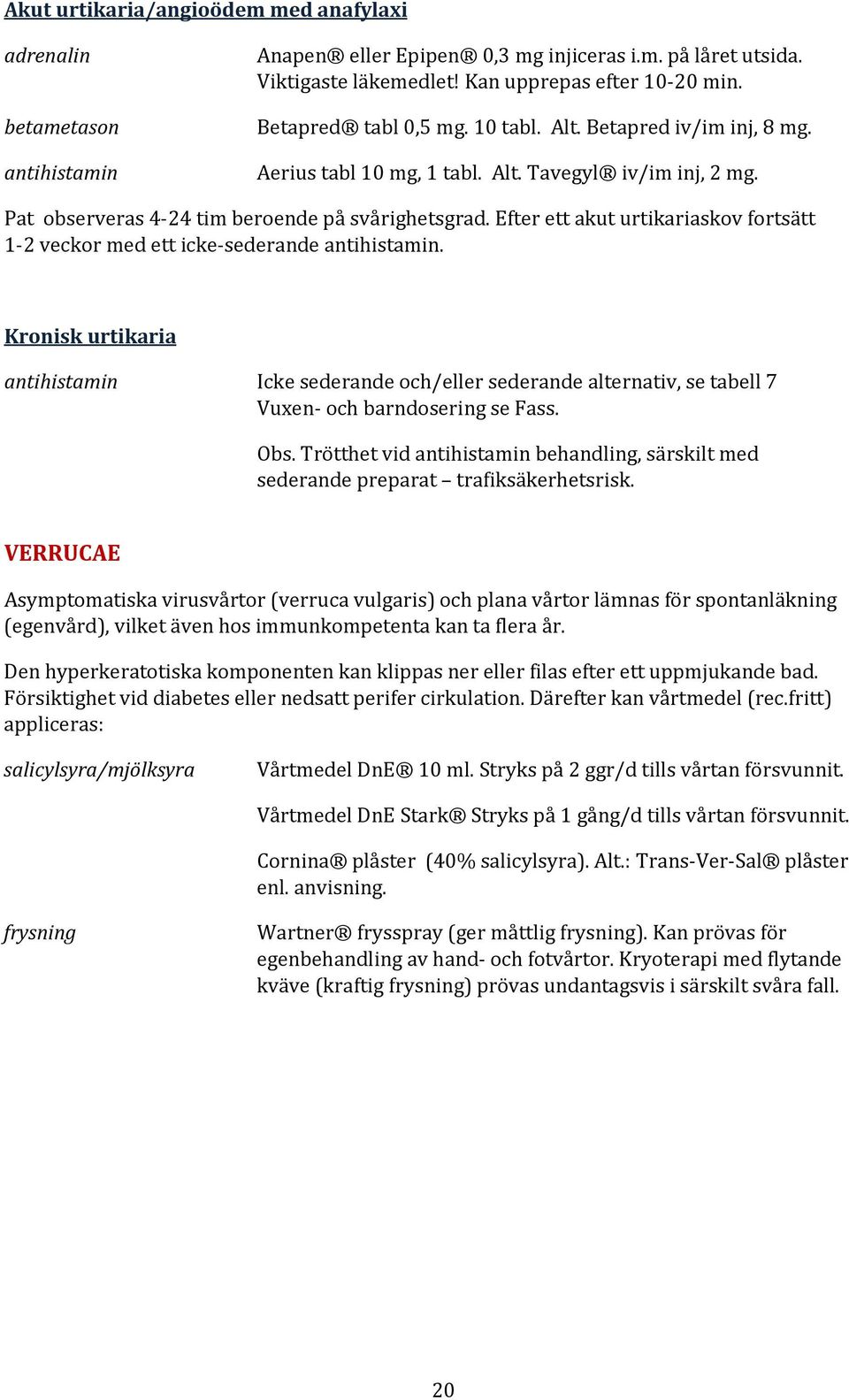 Efter ett akut urtikariaskov fortsätt 1-2 veckor med ett icke-sederande antihistamin.