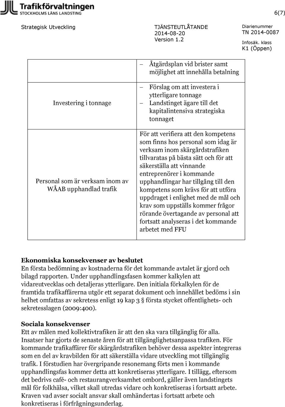 strategiska tonnaget Personal som är verksam inom av WÅAB upphandlad trafik För att verifiera att den kompetens som finns hos personal som idag är verksam inom skärgårdstrafiken tillvaratas på bästa