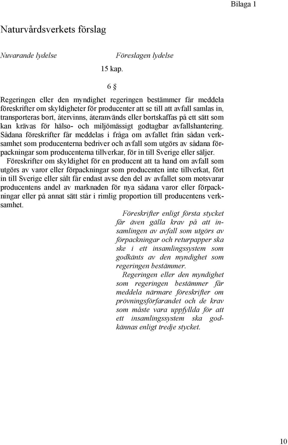 återanvänds eller bortskaffas på ett sätt som kan krävas för hälso- och miljömässigt godtagbar avfallshantering.