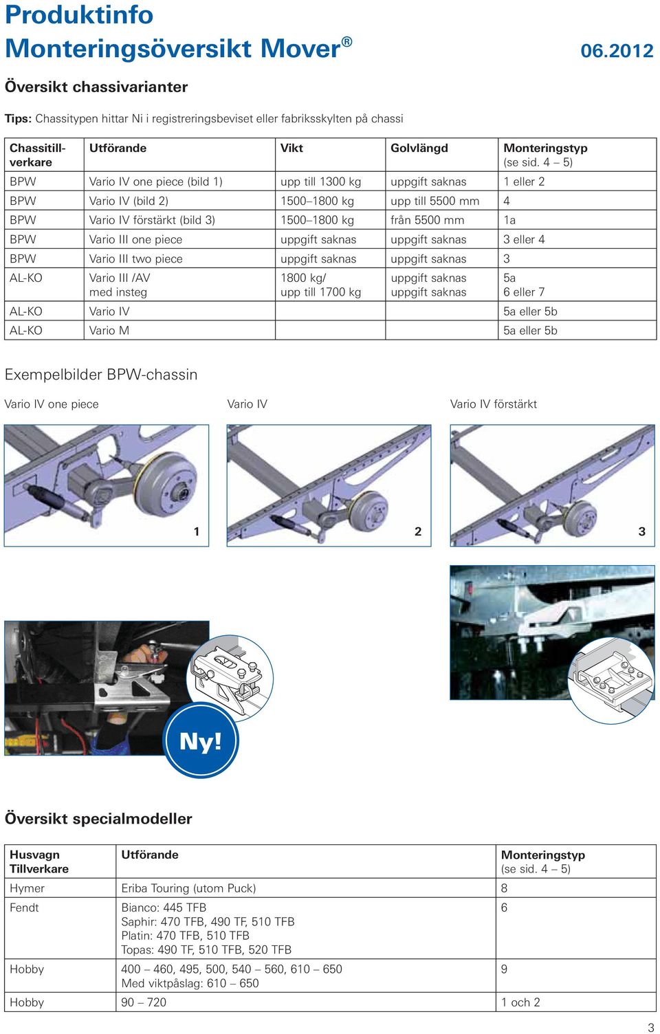 4 5) BPW Vario IV one piece (bild 1) upp till 100 kg uppgift saknas 1 eller BPW Vario IV (bild ) 1500 1800 kg upp till 5500 mm 4 BPW Vario IV förstärkt (bild ) 1500 1800 kg från 5500 mm 1a BPW Vario