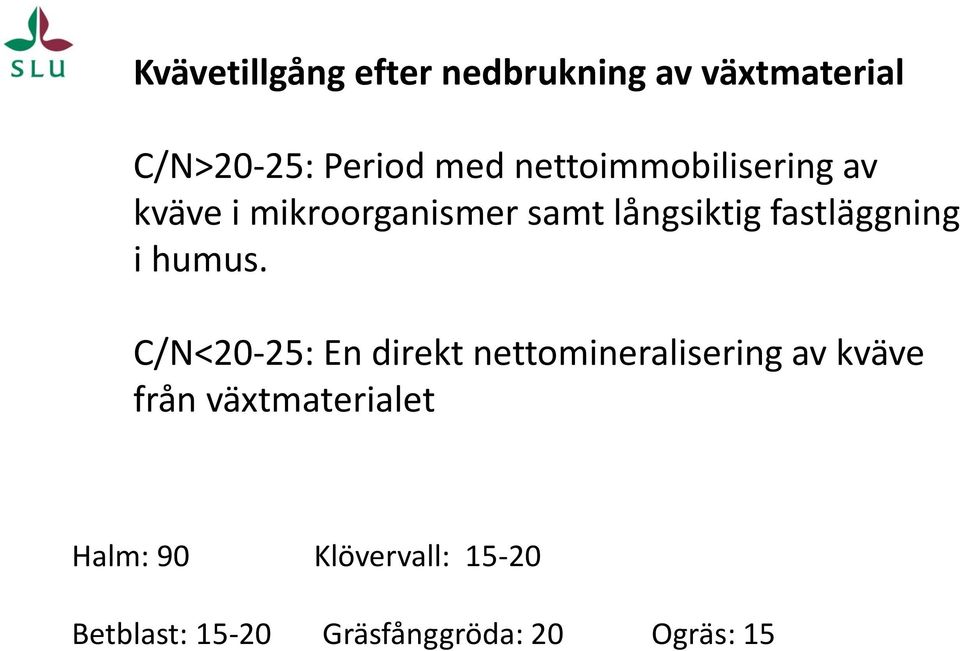 fastläggning i humus.