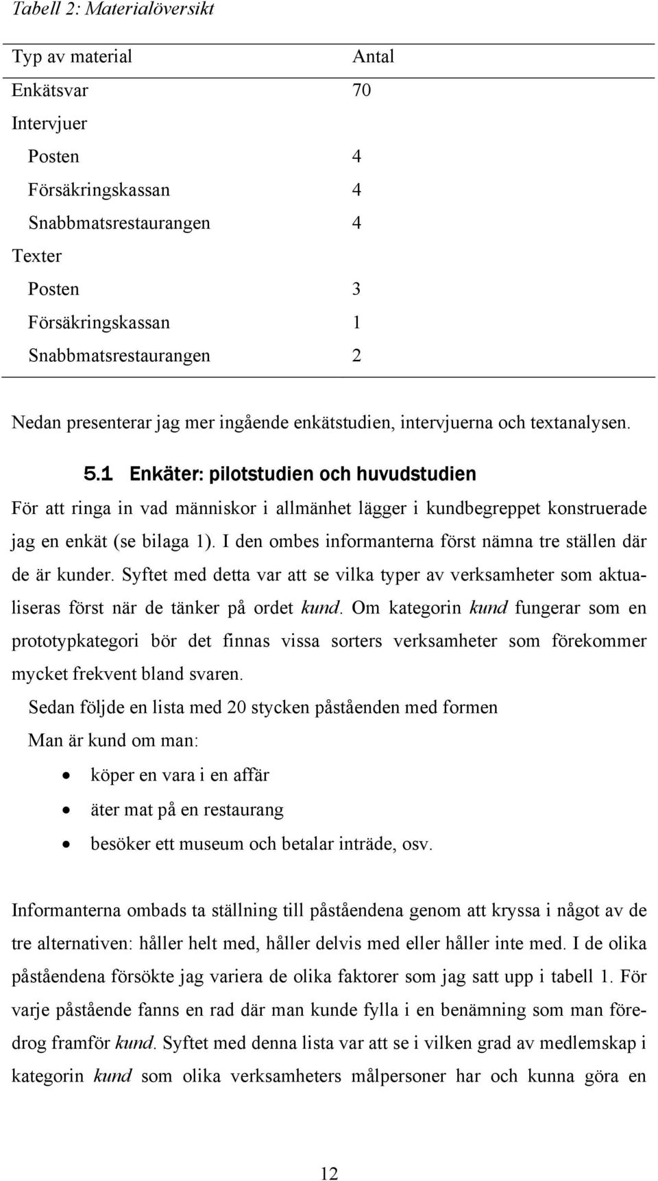 1 Enkäter: pilotstudien och huvudstudien För att ringa in vad människor i allmänhet lägger i kundbegreppet konstruerade jag en enkät (se bilaga 1).