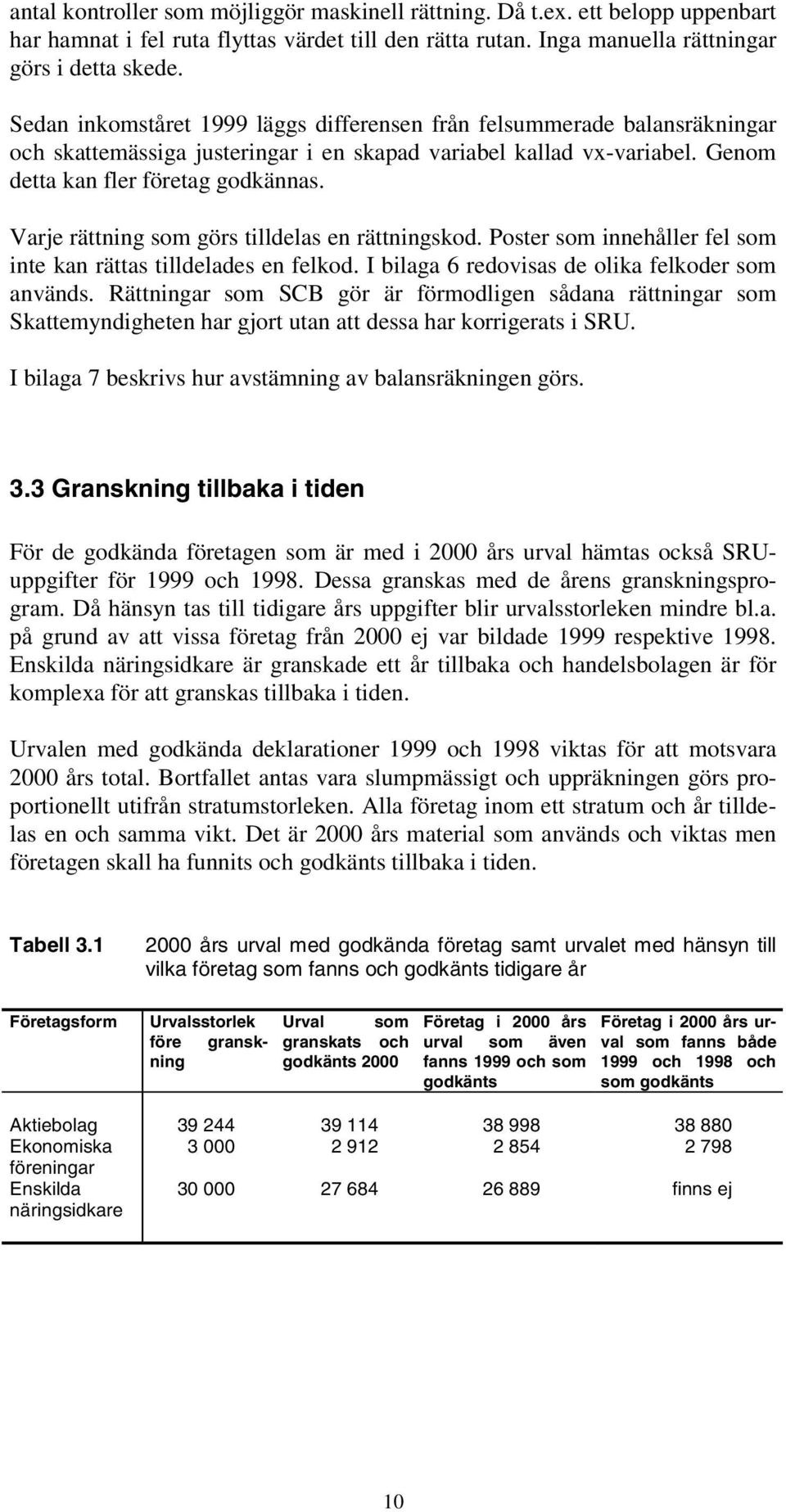 Varje rättning som görs tilldelas en rättningskod. Poster som innehåller fel som inte kan rättas tilldelades en felkod. I bilaga 6 redovisas de olika felkoder som används.