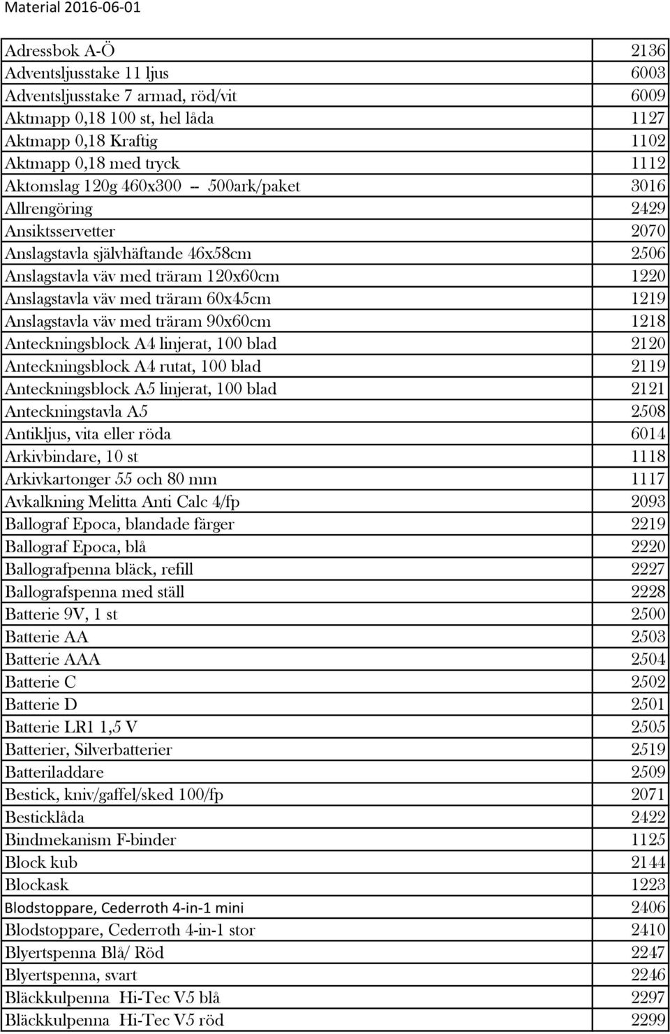 60x45cm 1219 Anslagstavla väv med träram 90x60cm 1218 Anteckningsblock A4 linjerat, 100 blad 2120 Anteckningsblock A4 rutat, 100 blad 2119 Anteckningsblock A5 linjerat, 100 blad 2121 Anteckningstavla