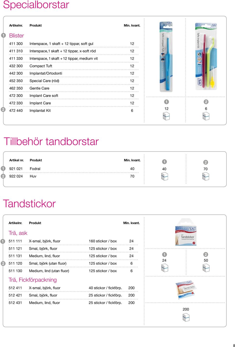 9 0 Fodral 40 9 04 Huv 70 40 70 Tandstickor Trä, ask 5 X-smal, björk, fluor 60 stickor / box 4 5 Smal, björk, fluor 5 stickor / box 4 5 Medium, lind, fluor 5 stickor / box 4 5 0 Smal, björk (utan