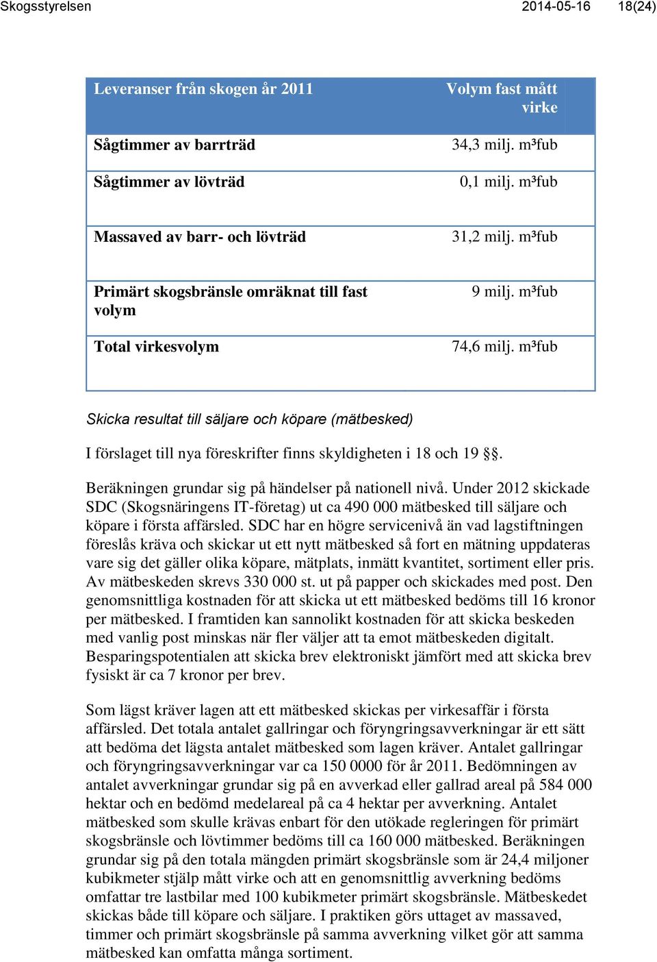 m³fub Skicka resultat till säljare och köpare (mätbesked) I förslaget till nya föreskrifter finns skyldigheten i 18 och 19. Beräkningen grundar sig på händelser på nationell nivå.