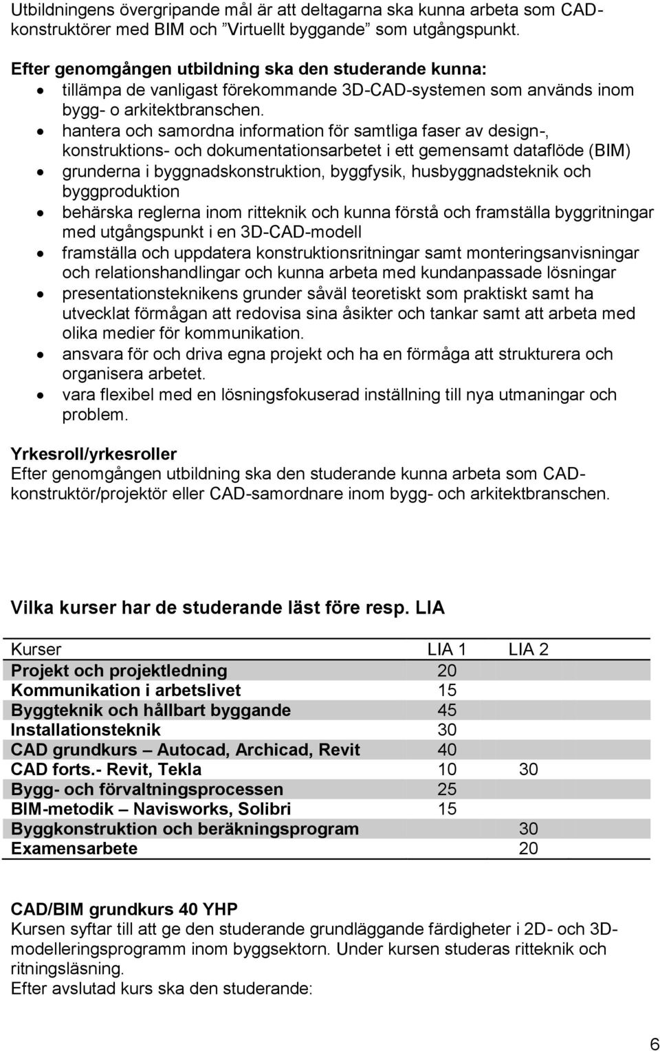 hantera och samordna information för samtliga faser av design-, konstruktions- och dokumentationsarbetet i ett gemensamt dataflöde (BIM) grunderna i byggnadskonstruktion, byggfysik, husbyggnadsteknik