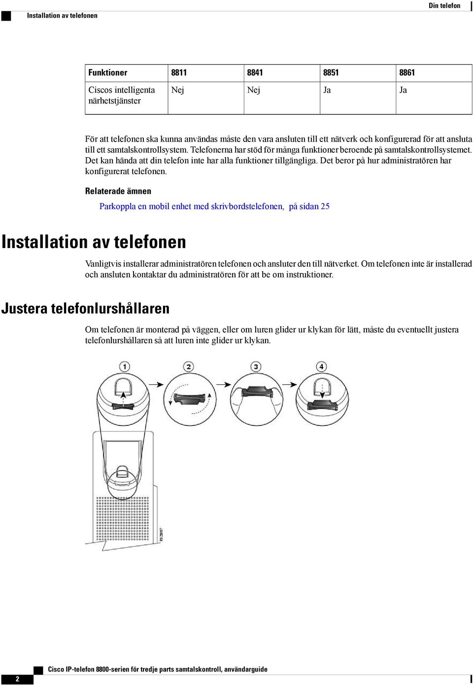 Det kan hända att din telefon inte har alla funktioner tillgängliga. Det beror på hur administratören har konfigurerat telefonen.