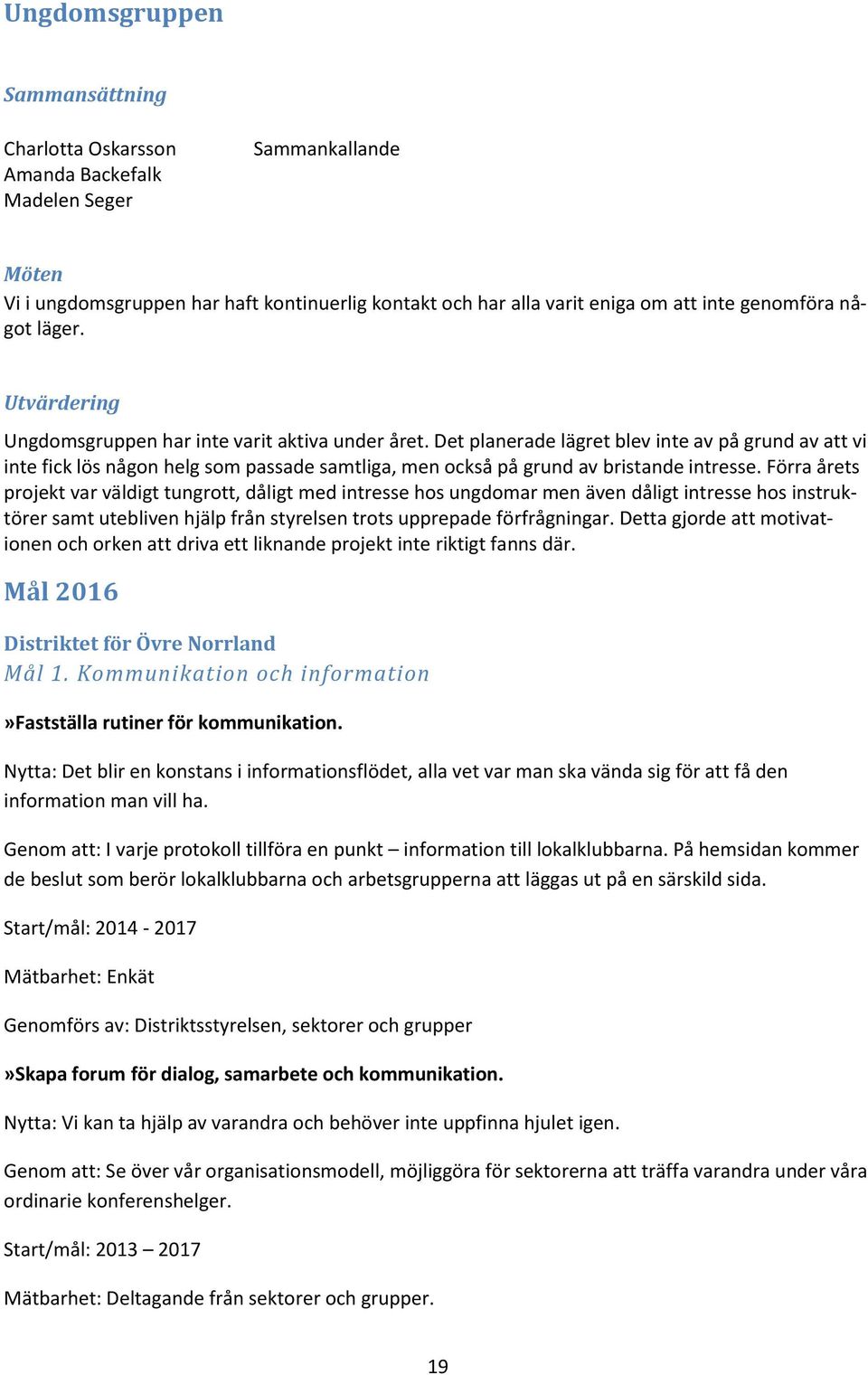 Det planerade lägret blev inte av på grund av att vi inte fick lös någon helg som passade samtliga, men också på grund av bristande intresse.