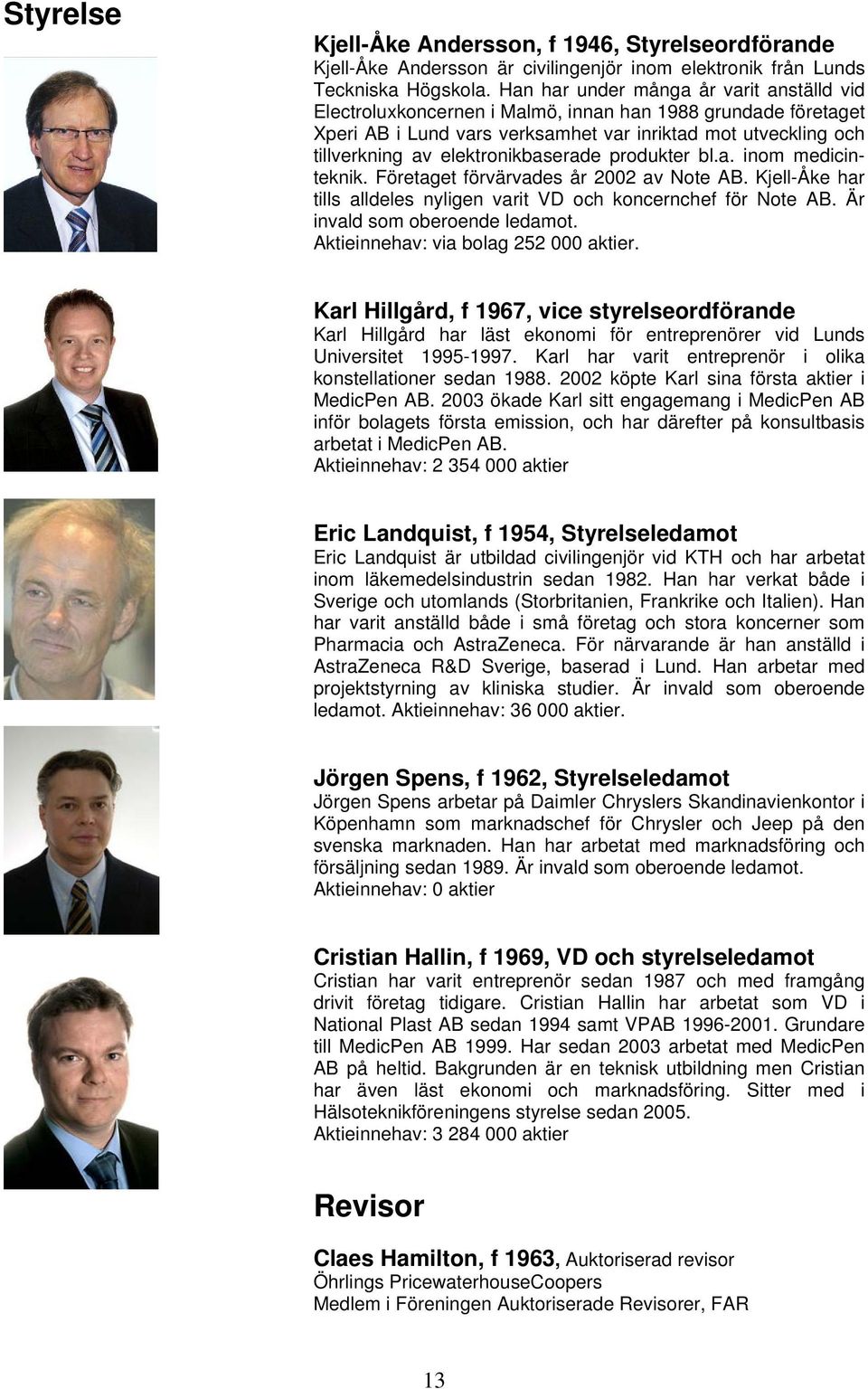 elektronikbaserade produkter bl.a. inom medicinteknik. Företaget förvärvades år 2002 av Note AB. Kjell-Åke har tills alldeles nyligen varit VD och koncernchef för Note AB.