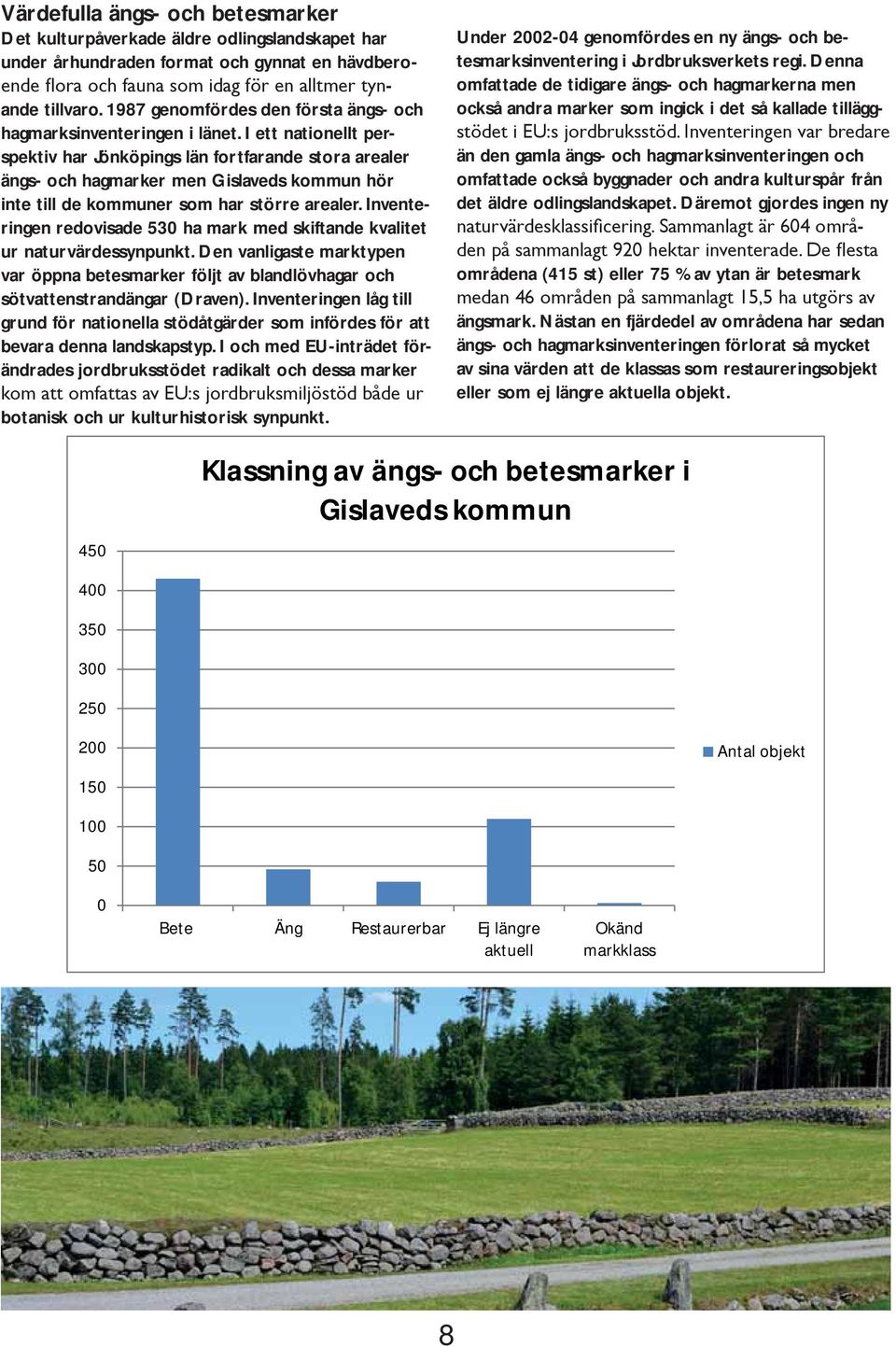 I ett nationellt perspektiv har Jönköpings län fortfarande stora arealer ängs- och hagmarker men Gislaveds kommun hör inte till de kommuner som har större arealer.
