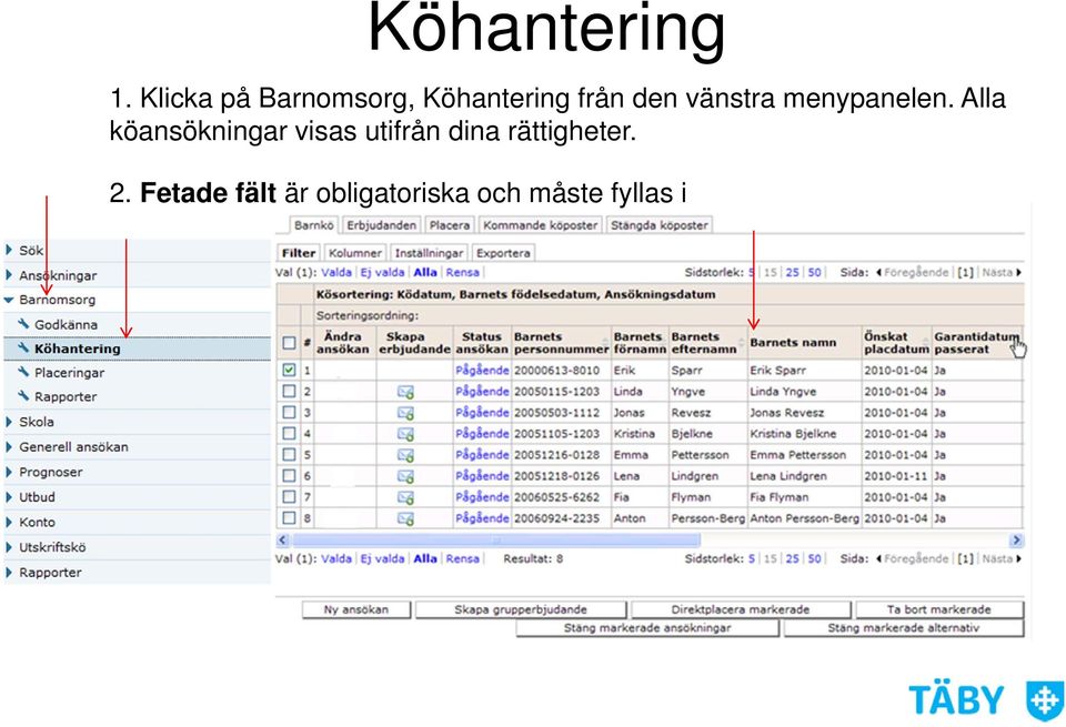 vänstra menypanelen.