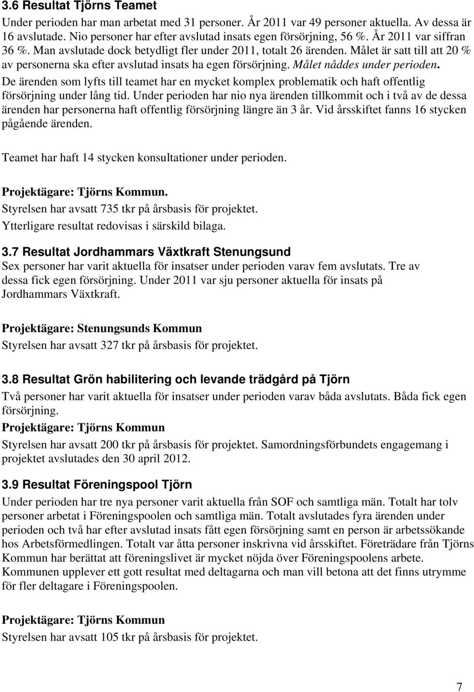 Målet nåddes under perioden. De ärenden som lyfts till teamet har en mycket komplex problematik och haft offentlig försörjning under lång tid.