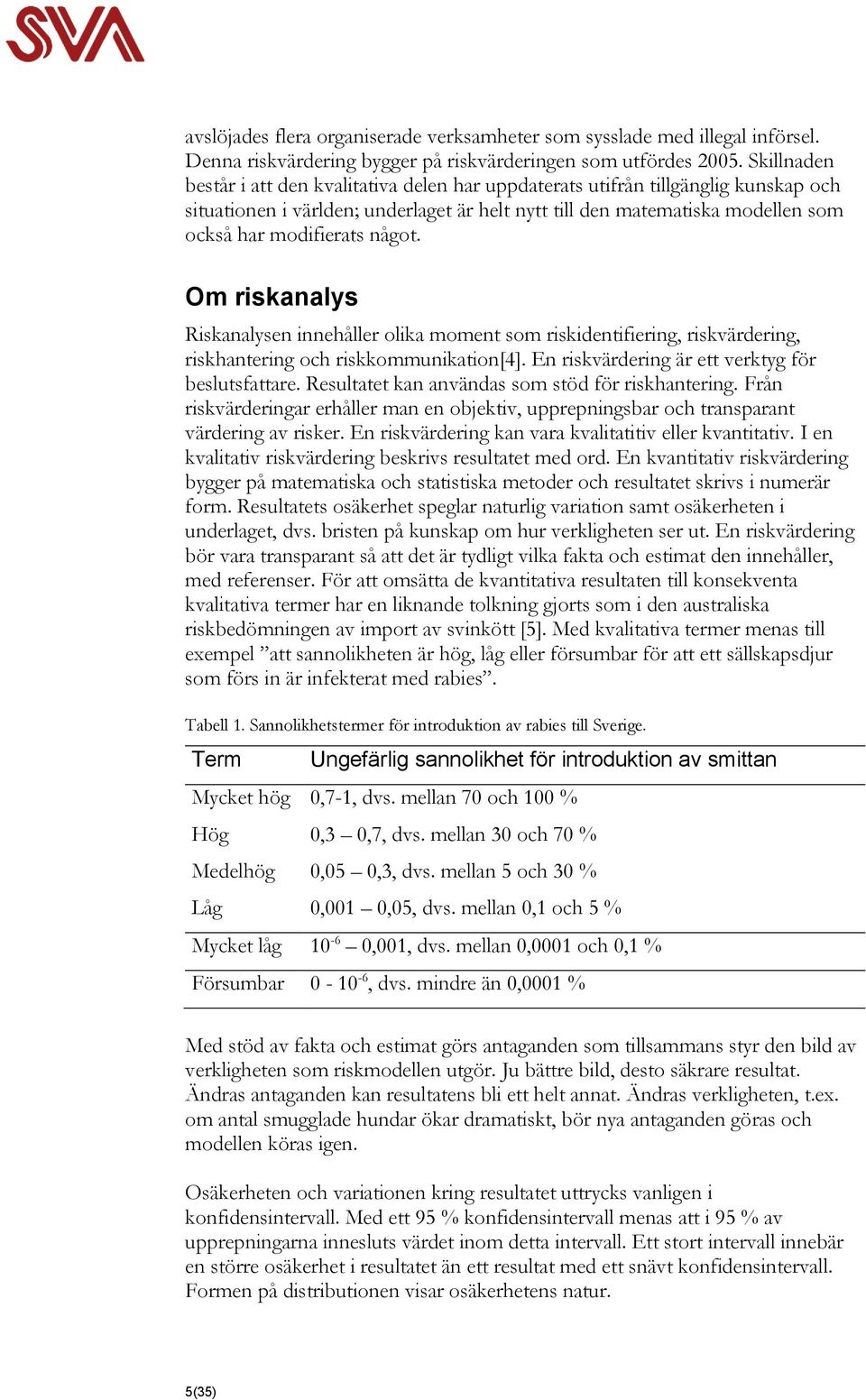 något. Om riskanalys Riskanalysen innehåller olika moment som riskidentifiering, riskvärdering, riskhantering och riskkommunikation[4]. En riskvärdering är ett verktyg för beslutsfattare.