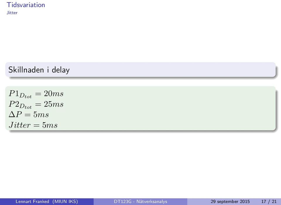 Jitter = 5ms Lennart Franked (MIUN IKS)