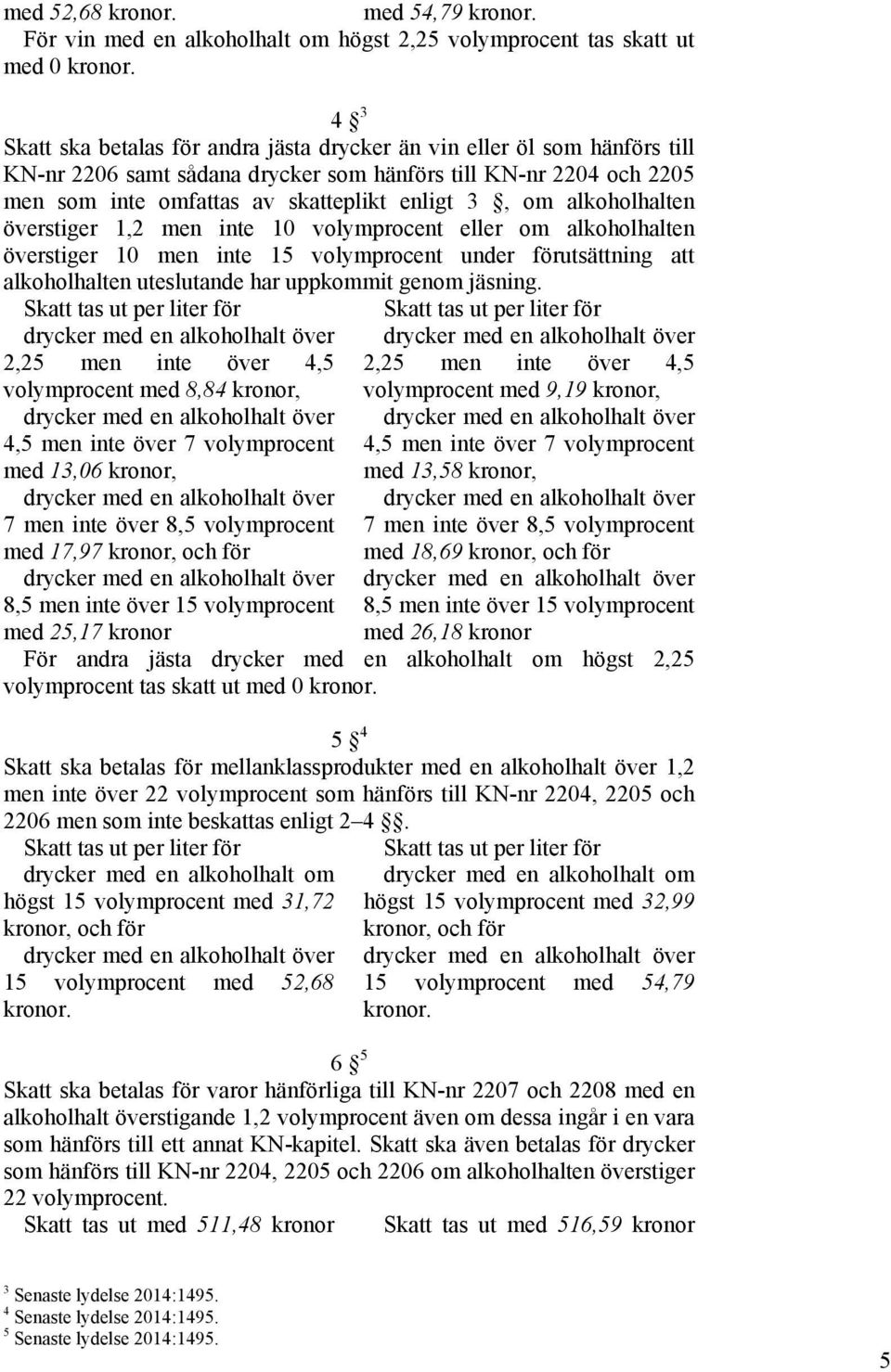 alkoholhalten överstiger 1,2 men inte 10 volymprocent eller om alkoholhalten överstiger 10 men inte 15 volymprocent under förutsättning att alkoholhalten uteslutande har uppkommit genom jäsning.