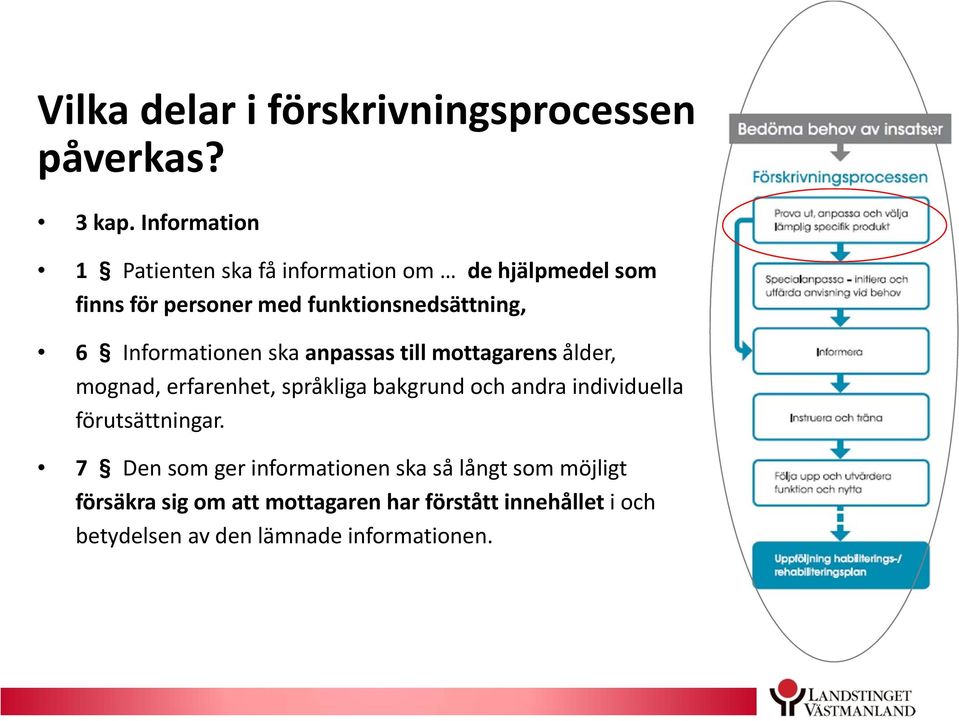 Informationen ska anpassas till mottagarens ålder, mognad, erfarenhet, språkliga bakgrund och andra individuella