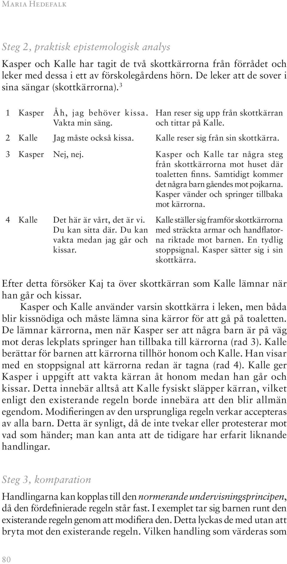 Kalle reser sig från sin skottkärra. 3 Kasper Nej, nej. Kasper och Kalle tar några steg från skottkärrorna mot huset där toaletten finns. Samtidigt kommer det några barn gåendes mot pojkarna.