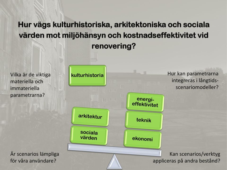 Vilka är de viktiga materiella och immateriella parametrarna?