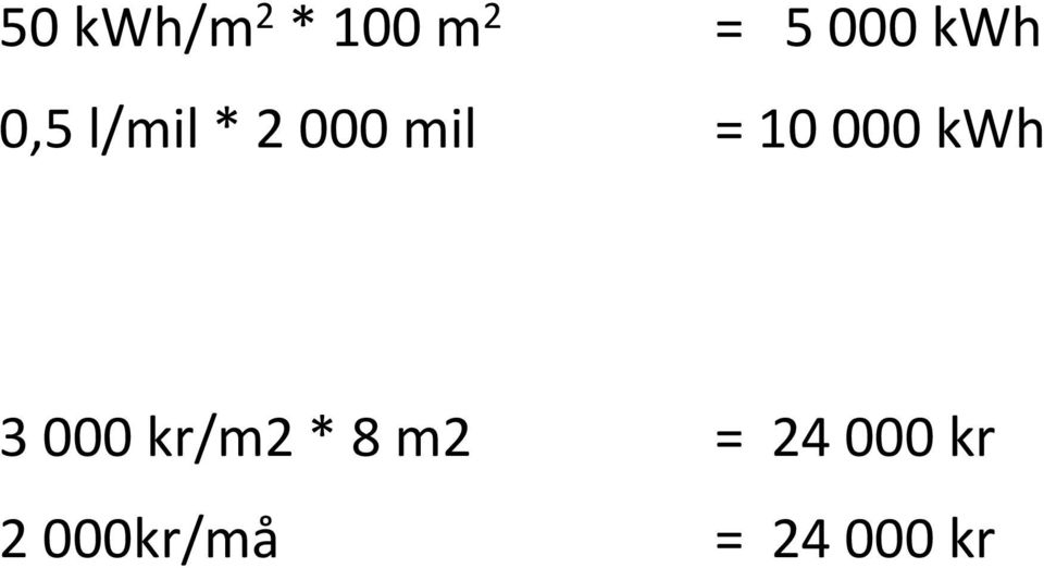 000 kwh 3 000 kr/m2 * 8 m2 =