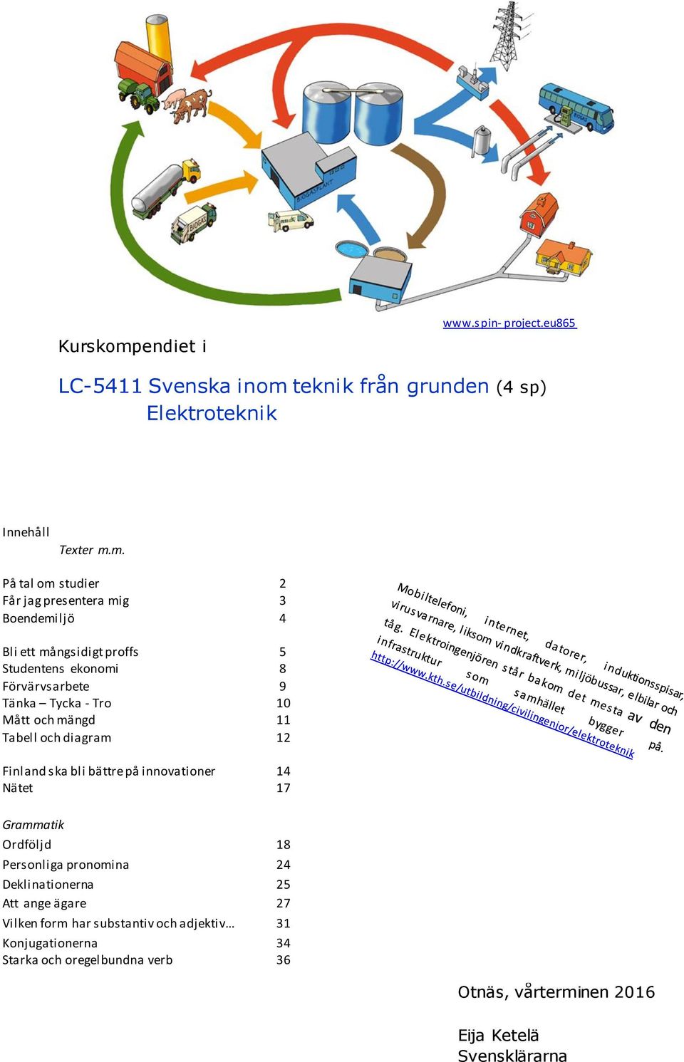 teknik från grunden (4 sp) Elektroteknik Innehåll Texter m.