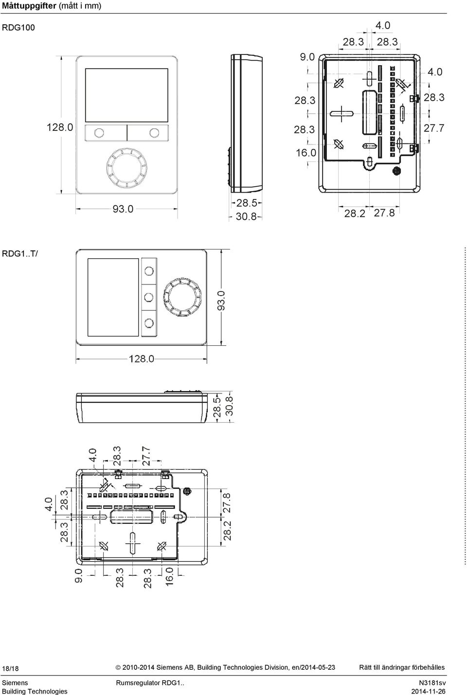 .. 18/18 2010-2014 Siemens AB, Building echnologies Division,