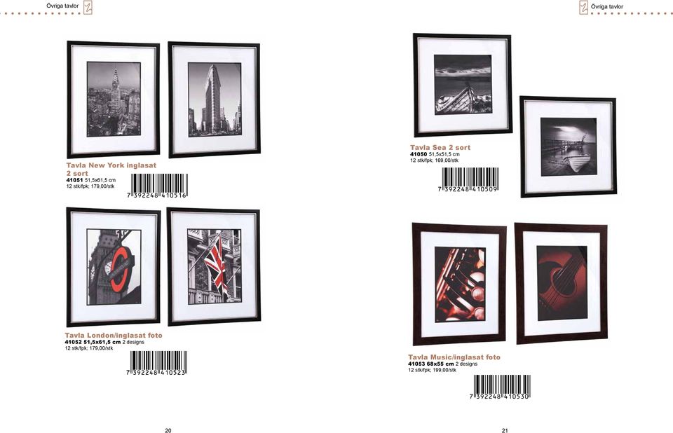 London/inglasat foto 41052 51,5x61,5 cm 2 designs 12 stk/fpk; 179,00/stk