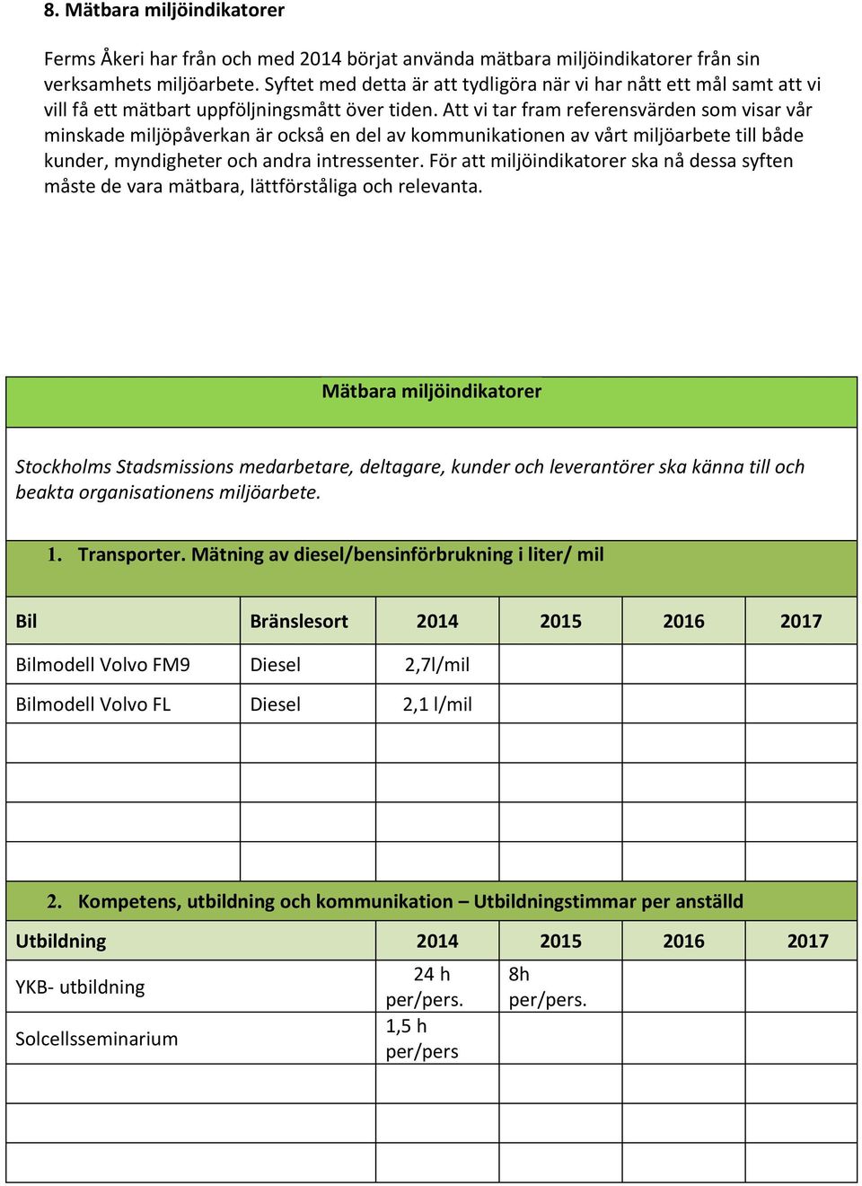 Att vi tar fram referensvärden som visar vår minskade miljöpåverkan är också en del av kommunikationen av vårt miljöarbete till både kunder, myndigheter och andra intressenter.