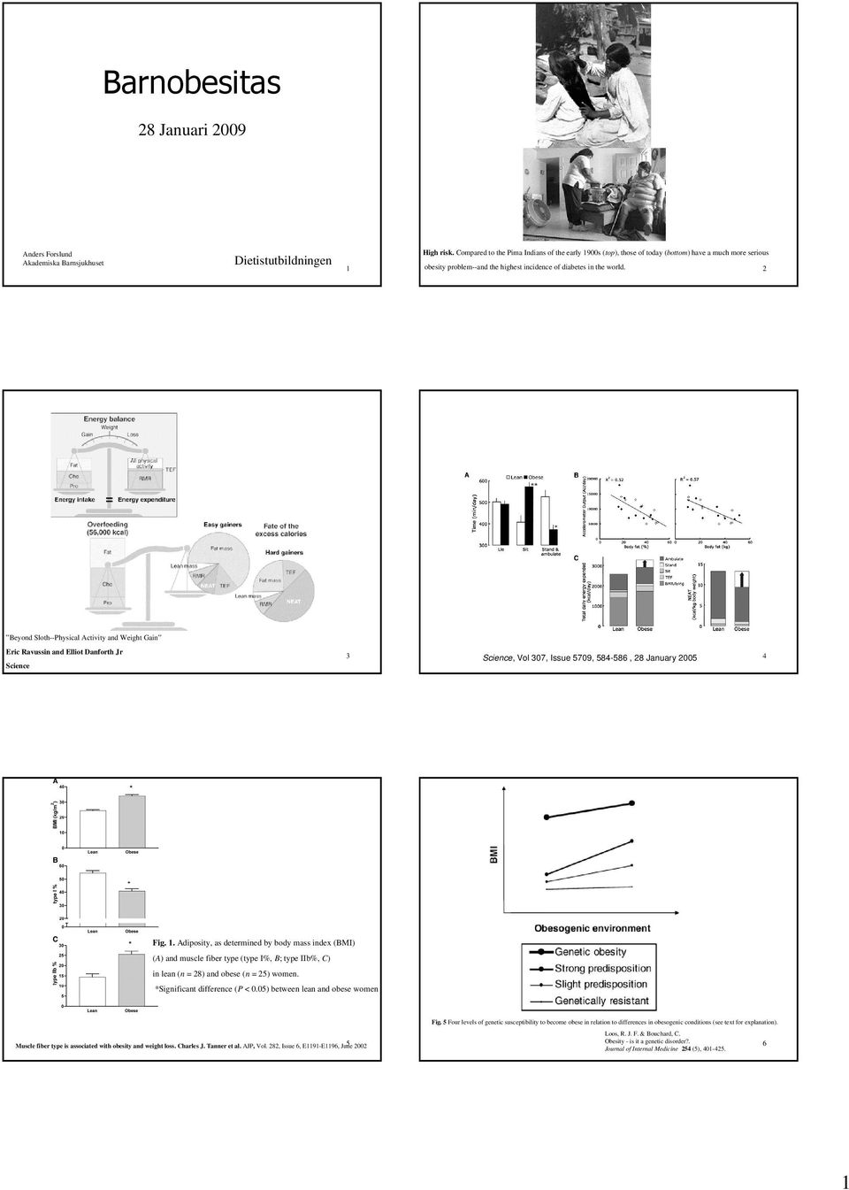 2 Beyond Sloth--Physical Activity and Weight Gain Eric Ravussin and Elliot Danforth Jr Science 3 Science, Vol 7, Issue 5709, 584-586, 28 January 05 4 Fig. 1.