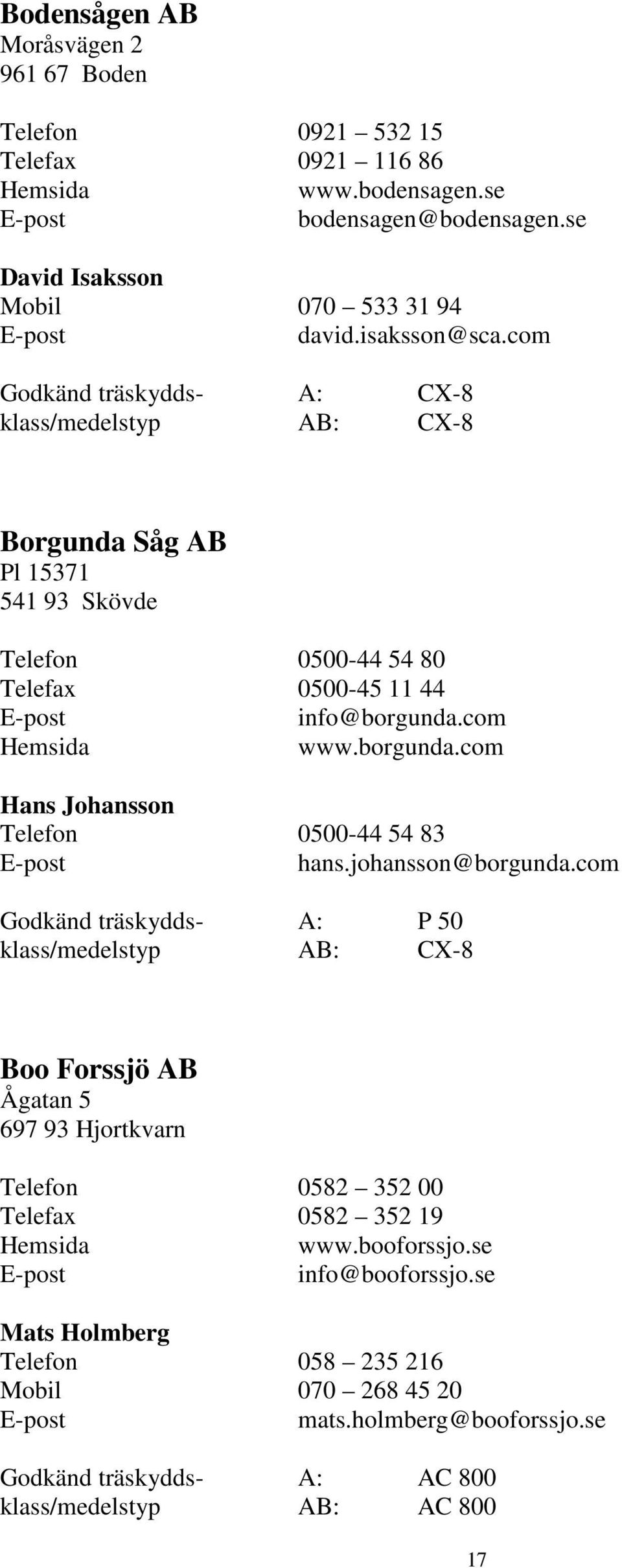 com www.borgunda.com Hans Johansson Telefon 0500-44 54 83 hans.johansson@borgunda.