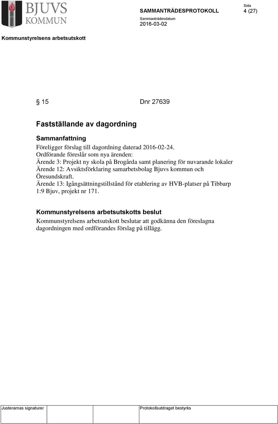 12: Avsiktsförklaring samarbetsbolag Bjuvs kommun och Öresundskraft.