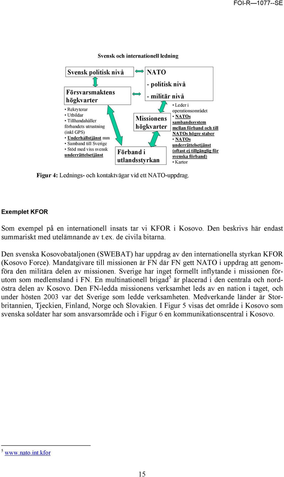 Leder i operationsområdet NATOs sambandssystem mellan förband och till NATOs högre staber NATOs underrättelsetjänst (oftast ej tillgänglig för svenska förband) Kartor Exemplet KFOR Som exempel på en