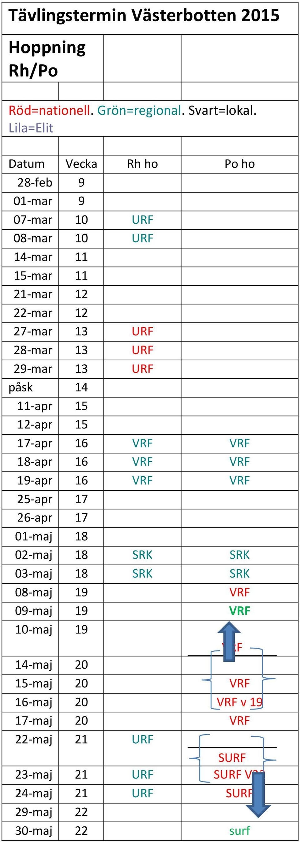 URF 29-mar 13 URF påsk 14 11-apr 15 12-apr 15 17-apr 16 VRF VRF 18-apr 16 VRF VRF 19-apr 16 VRF VRF 25-apr 17 26-apr 17 01-maj 18 02-maj 18 SRK