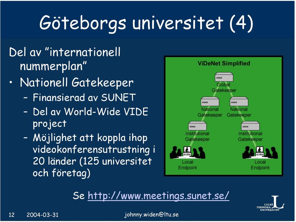 att koppla ihop videokonferensutrustning i 20 länder (125 universitet