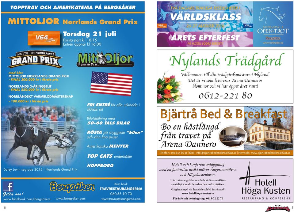 NorrläNskt vrmblomästerskp ill oss! VÄRLLA Nylns Träår NorrlNs årinselit FINAL. kr i först pris ley Lovin sere i Norrlns rn Pri TVÅ AAR TRAVLIA FETLIETER I PÅ OTELL ÖRA ERET!
