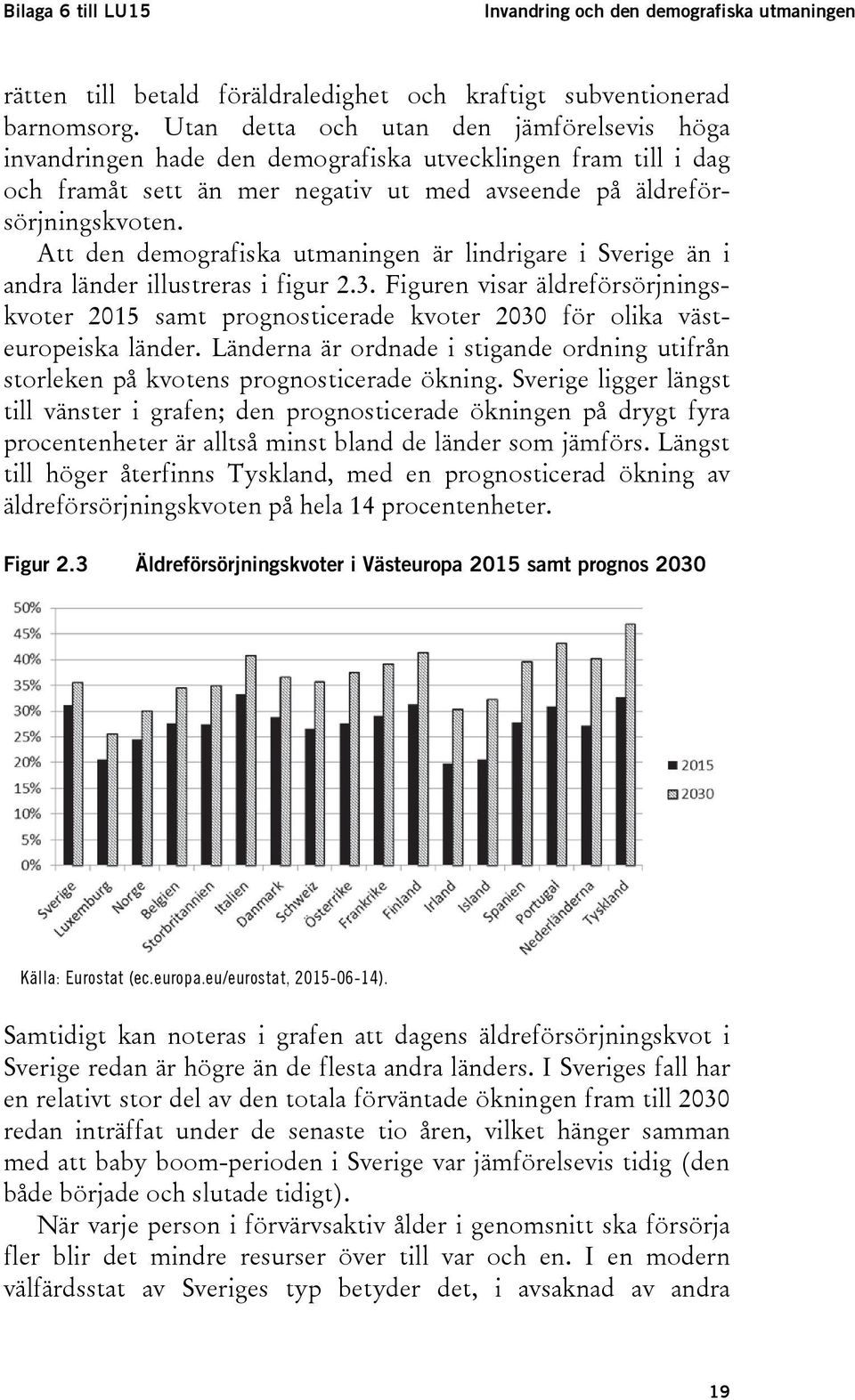 Att den demografiska utmaningen är lindrigare i Sverige än i andra länder illustreras i figur 2.3.
