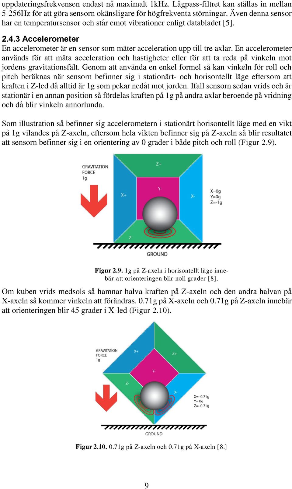 En accelerometer används för att mäta acceleration och hastigheter eller för att ta reda på vinkeln mot jordens gravitationsfält.