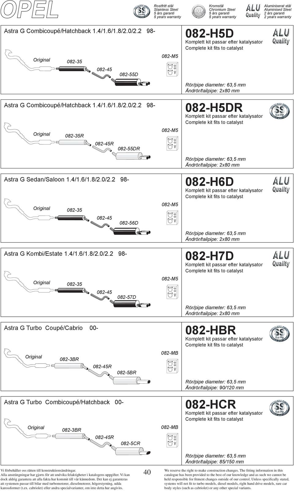 2 98-082-35 082-45 082-56D Astra G Kombi/Estate 1.