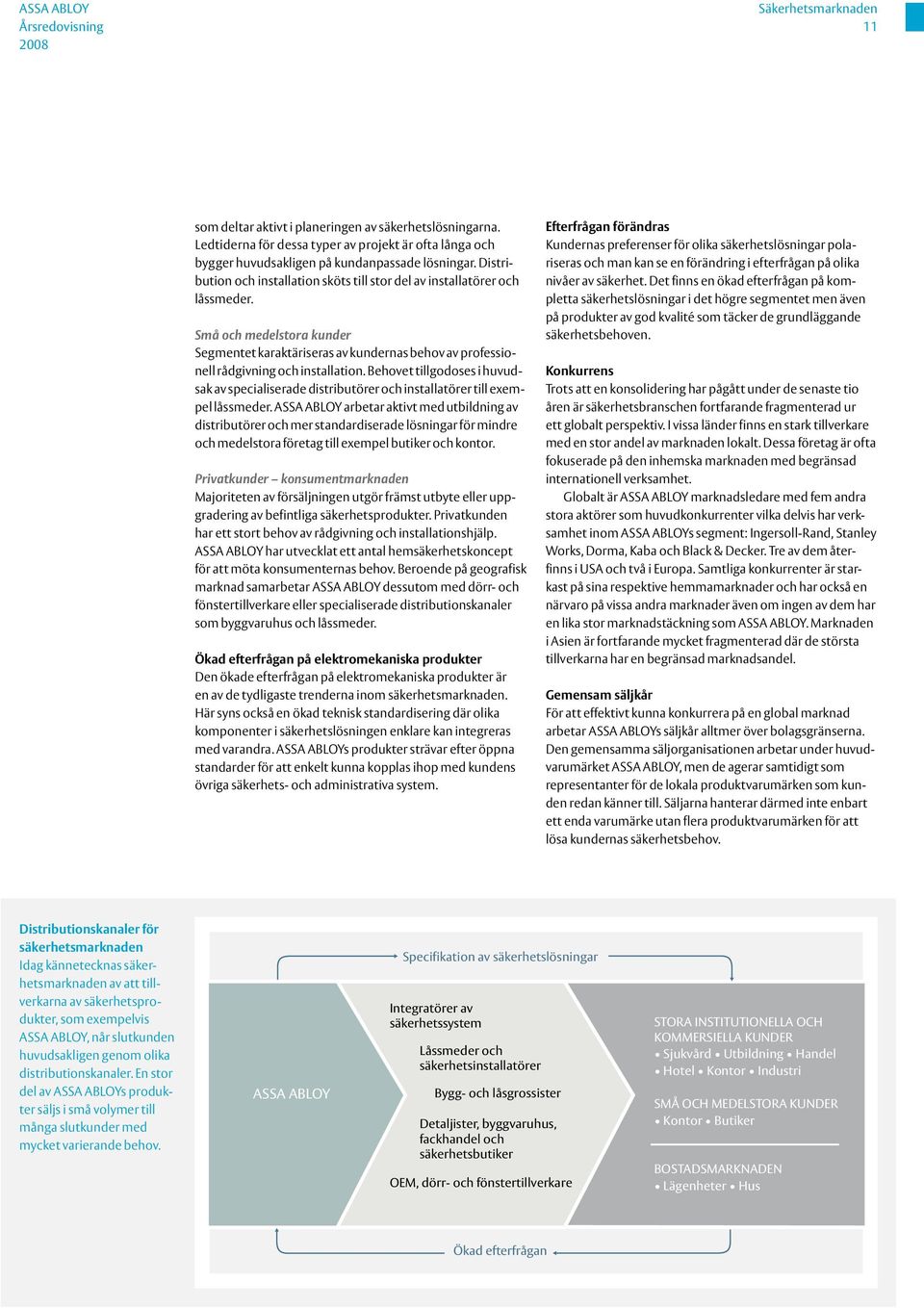 Behovet tillgodoses i huvudsak av specialiserade distributörer och installatörer till exempel låssmeder.