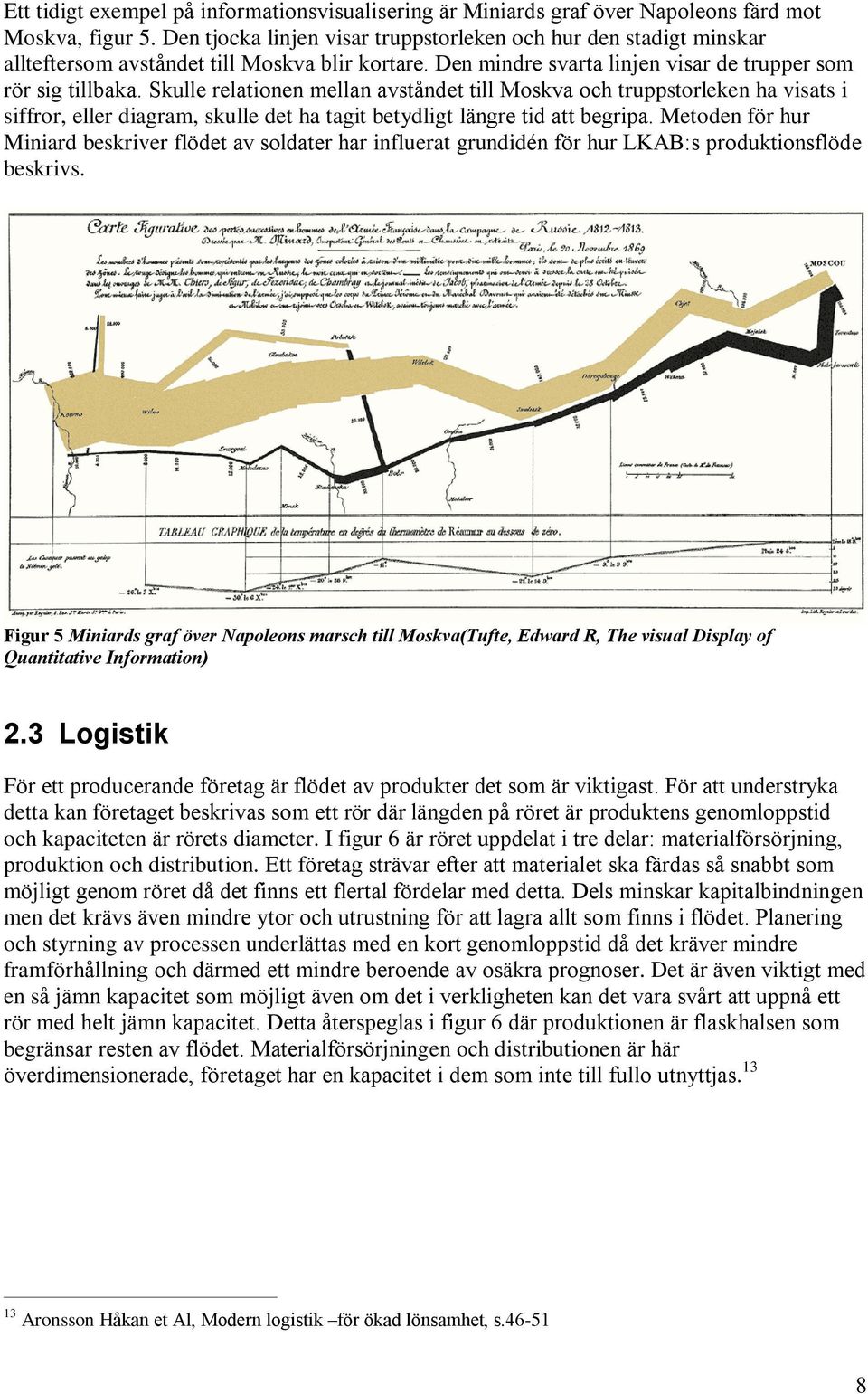 Skulle relationen mellan avståndet till Moskva och truppstorleken ha visats i siffror, eller diagram, skulle det ha tagit betydligt längre tid att begripa.