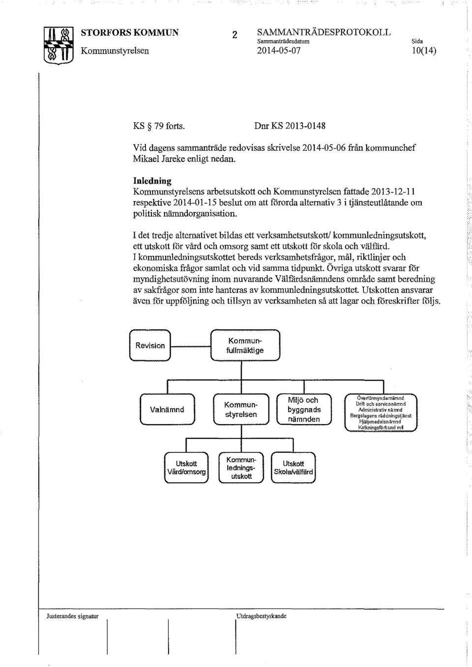 det tredje alternativet bildas ett verksamhetsutskott kommunledningsutskott, ett utskott för vård och omsorg samt ett utskott för skola och välfård.