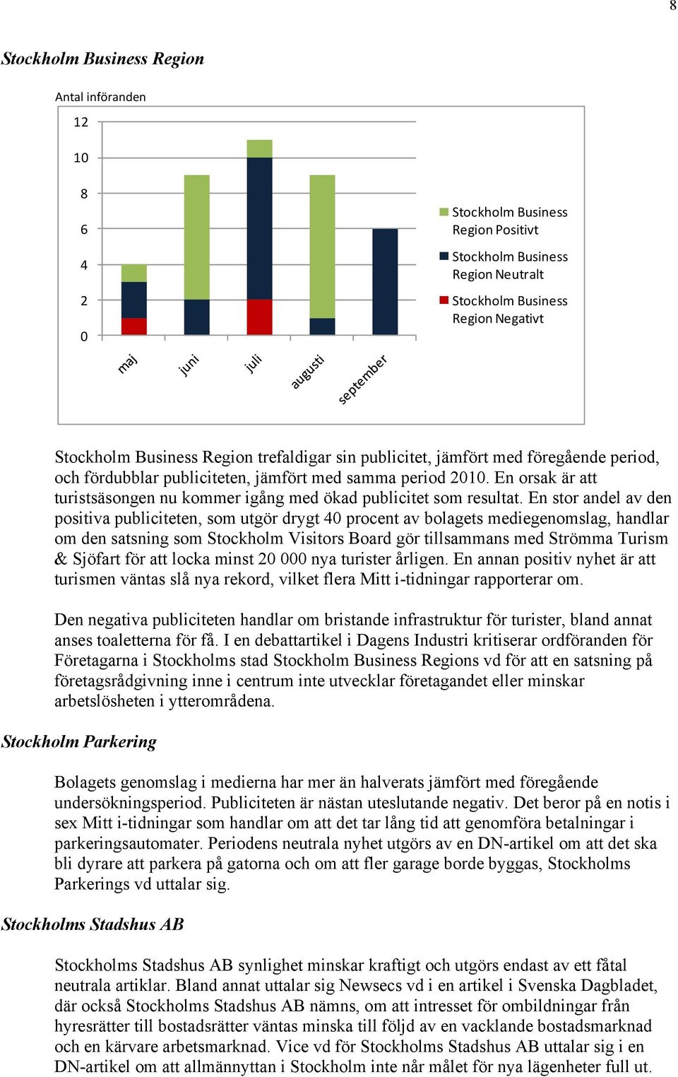 En stor andel av den positiva publiciteten, som utgör drygt 4 procent av bolagets mediegenomslag, handlar om den satsning som Stockholm Visitors Board gör tillsammans med Strömma Turism & Sjöfart för