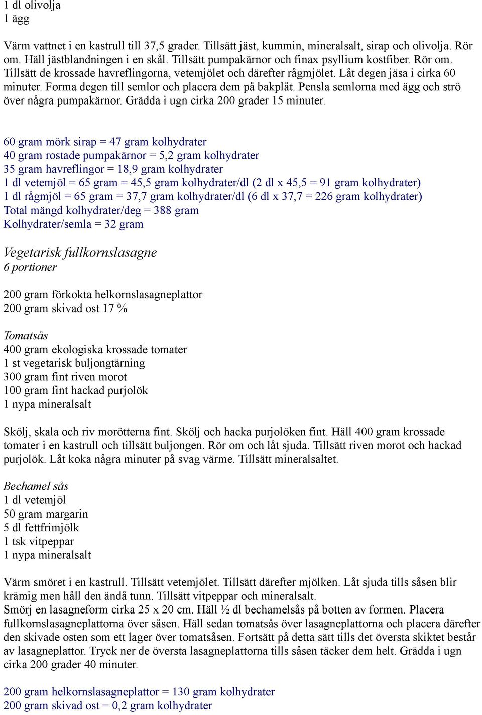 Forma degen till semlor och placera dem på bakplåt. Pensla semlorna med ägg och strö över några pumpakärnor. Grädda i ugn cirka 200 grader 15 minuter.