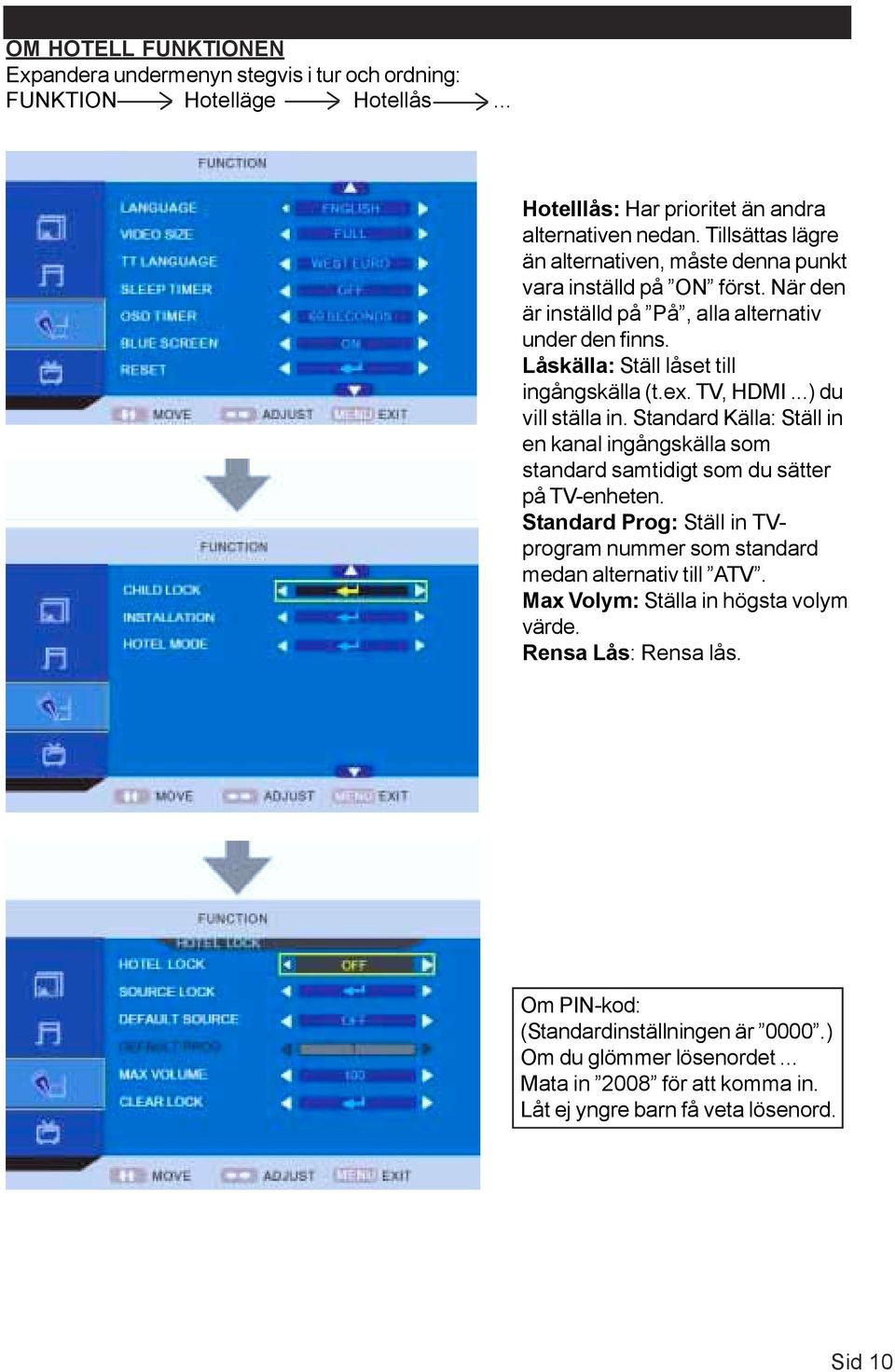 TV, HDMI...) du vill ställa in. Standard Källa: Ställ in en kanal ingångskälla som standard samtidigt som du sätter på TV-enheten.